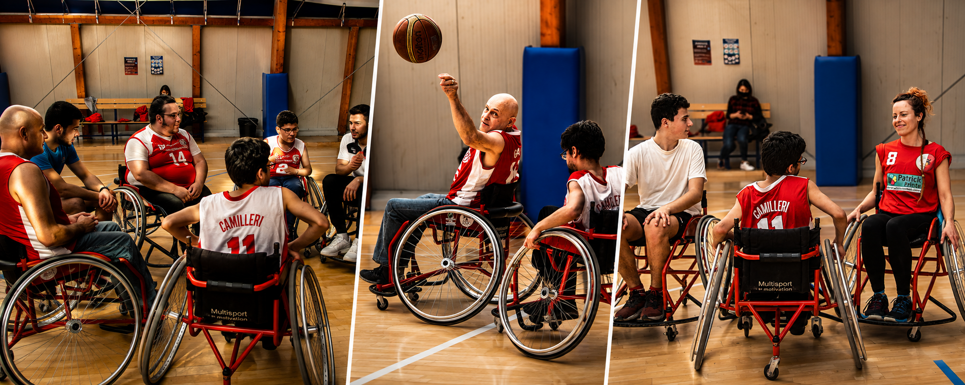 MWBA volunteers and athletes at a wheelchair basketball training session